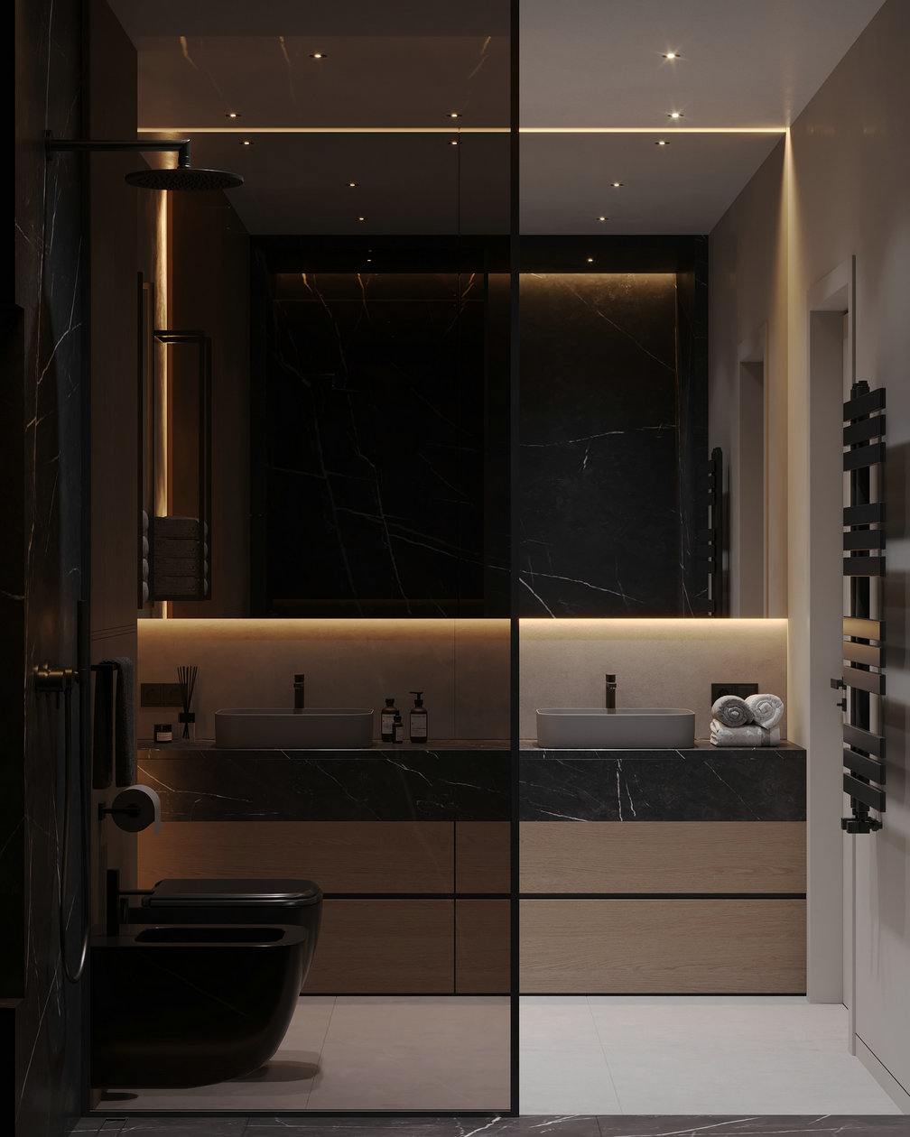 胡桃木与黄色打造的优雅空间-31