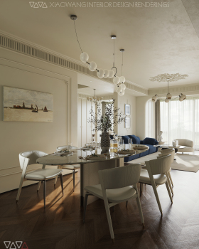 现代法式客餐厅效果图