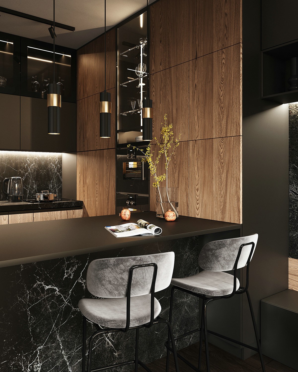 莫斯科87㎡ 暗色系空间设计-4