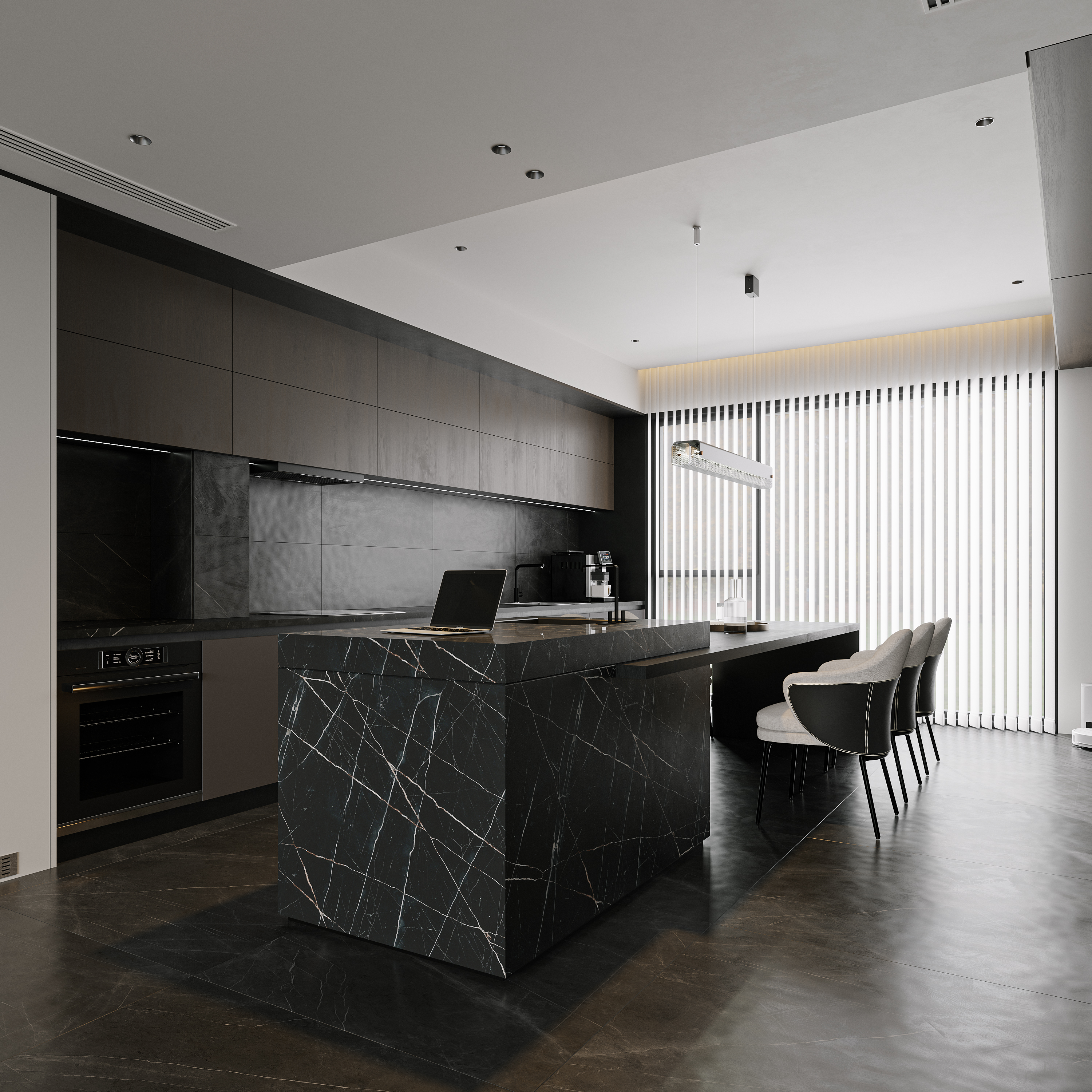 深色调客餐厅渲染-4