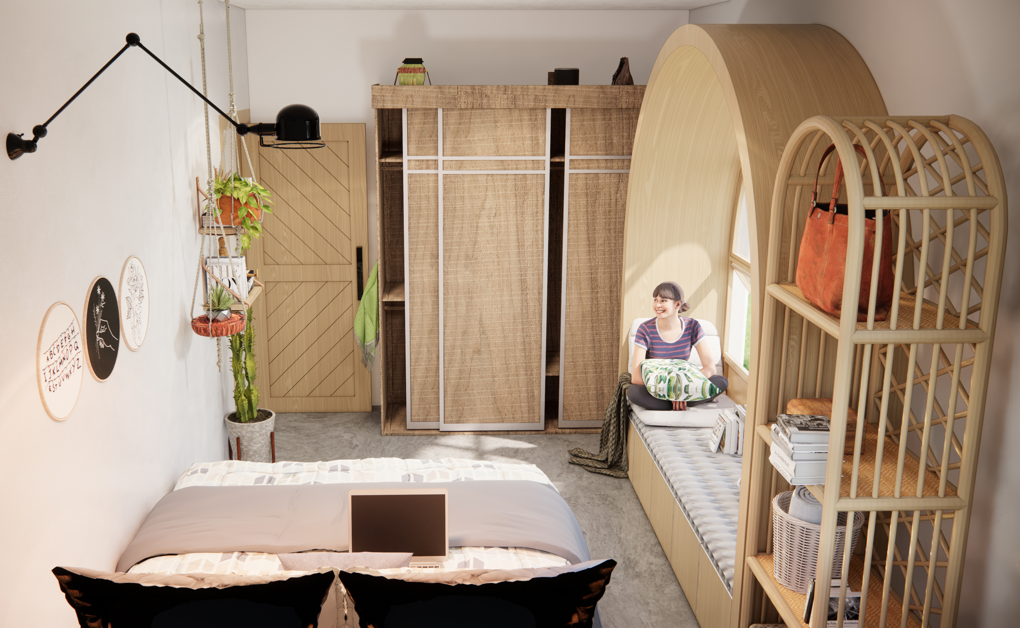 Small Room with Window Bed Design-7