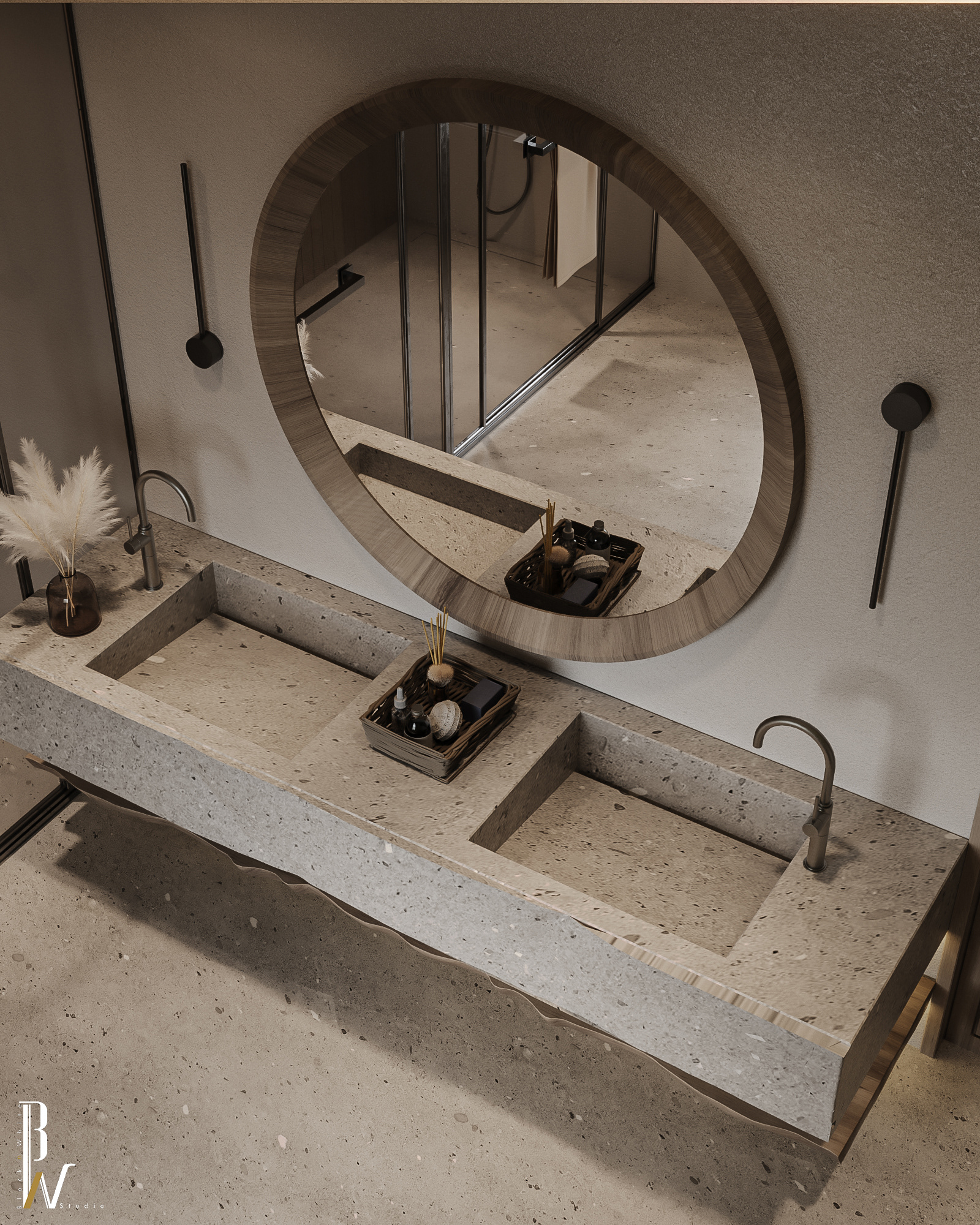 Modern 风格浴室设计丨阿联酋丨Black N White-17