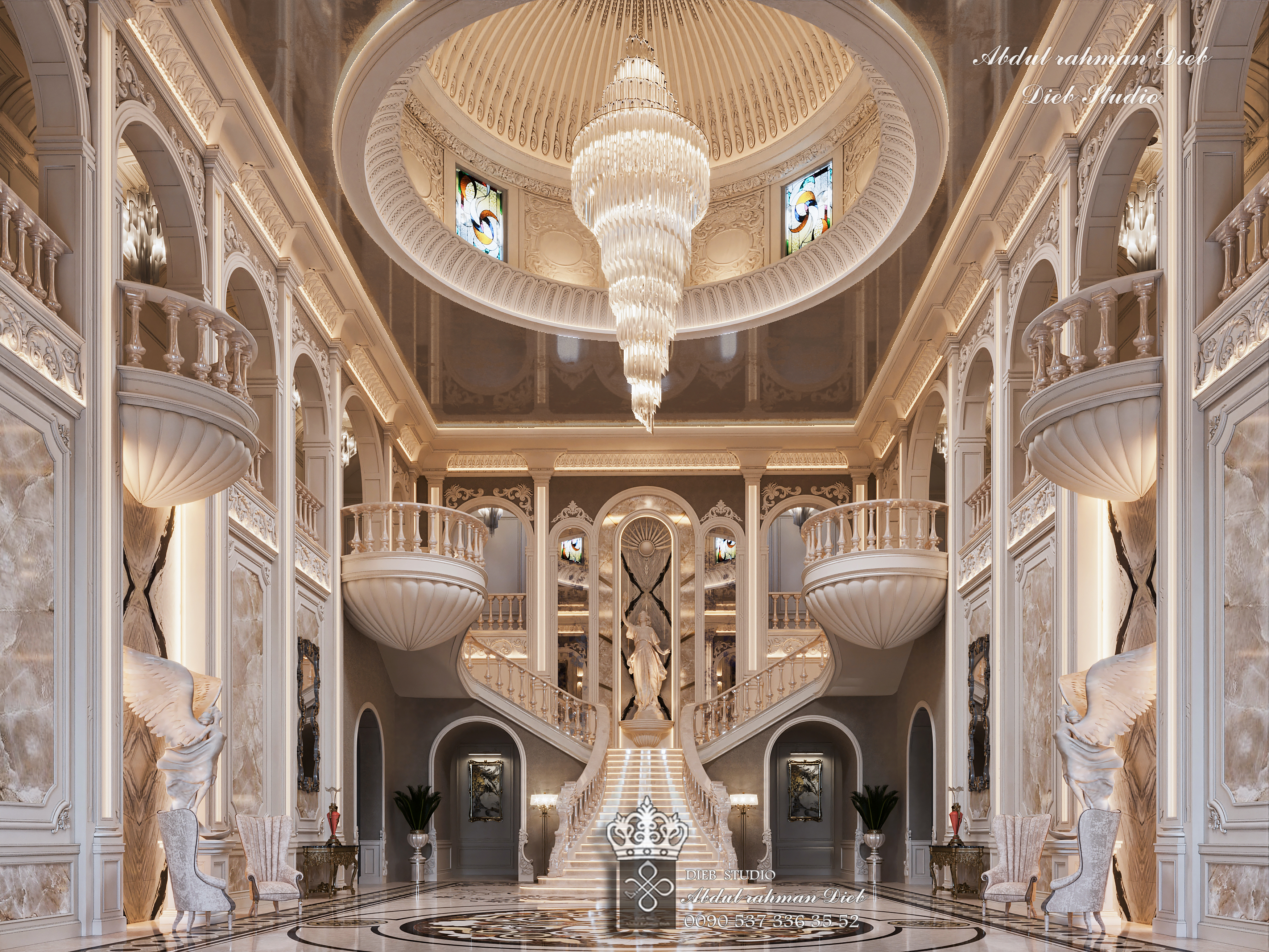 Classical fantasy palace entrance hall-5