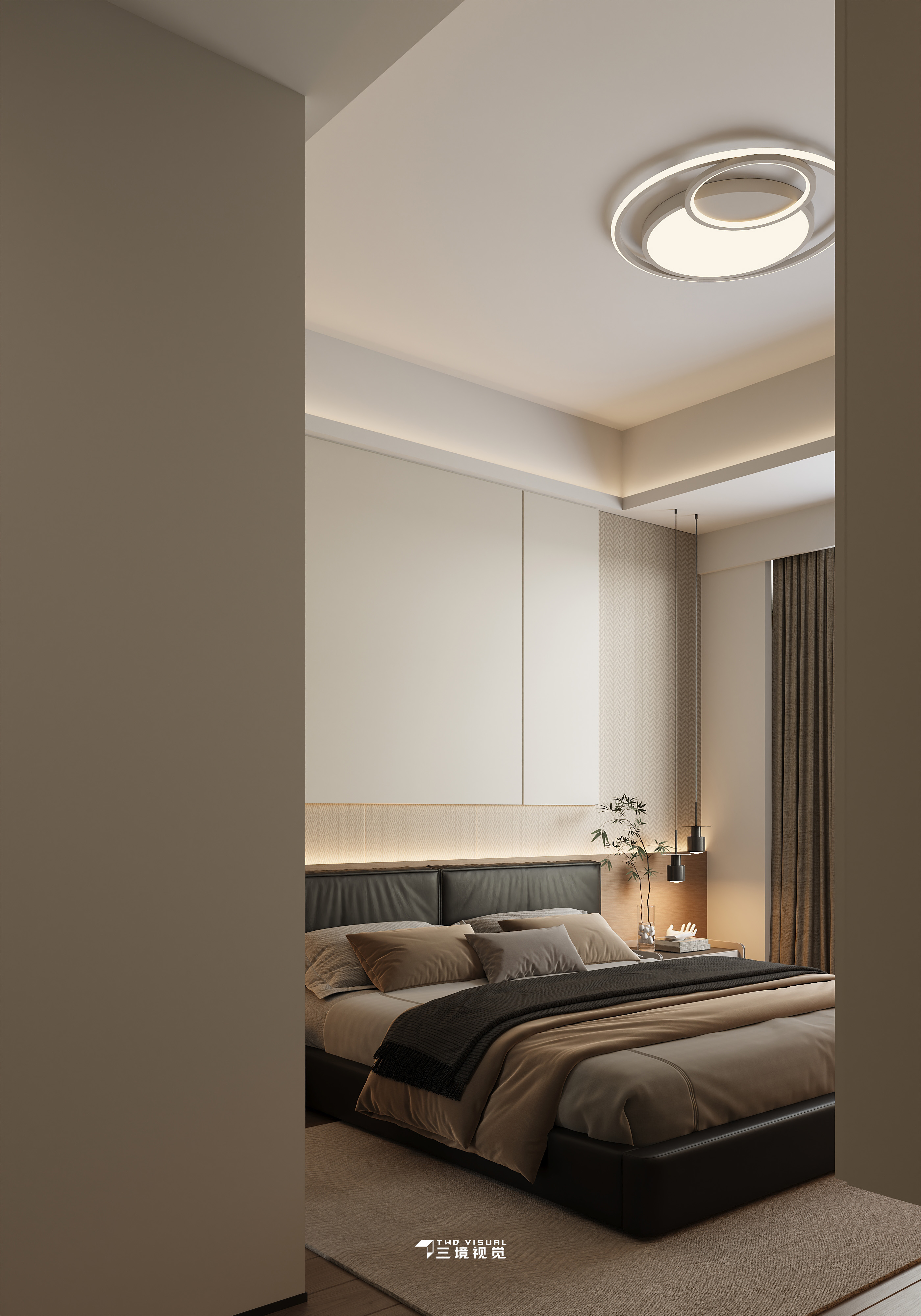 住宅-原木现代风客厅卧室设计-14