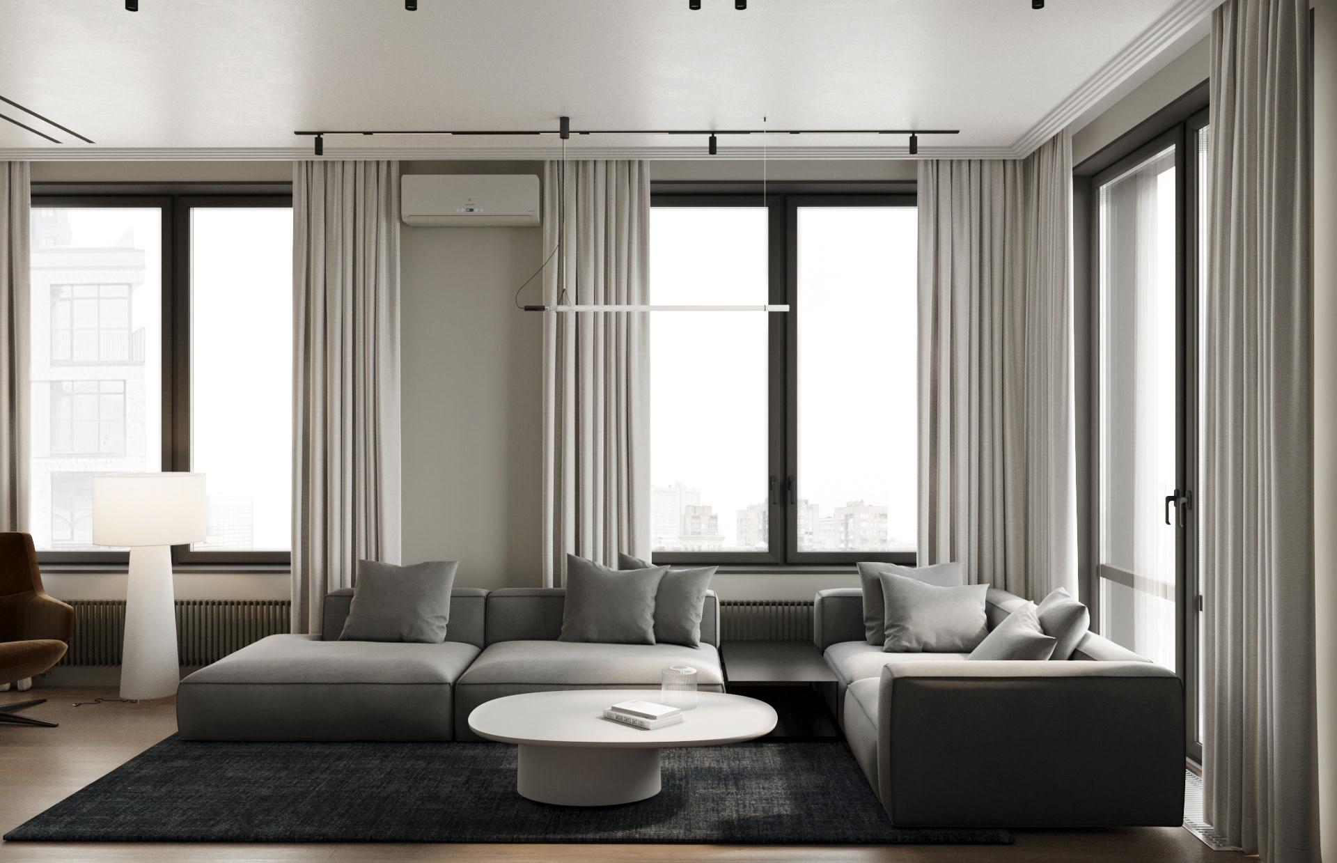 95㎡高级灰色系公寓设计 很舒适！-2