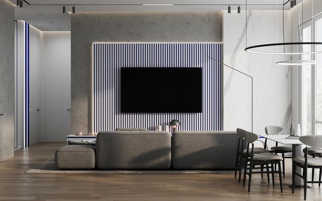 极简高级灰 · 一家三口蓝色豪宅设计丨俄罗斯丨俄罗斯设计师 Alina Larionova-12