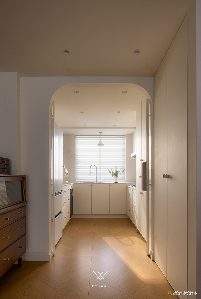 装修还得看90后:两人一猫住100㎡,开放布局的奶油中古家-62