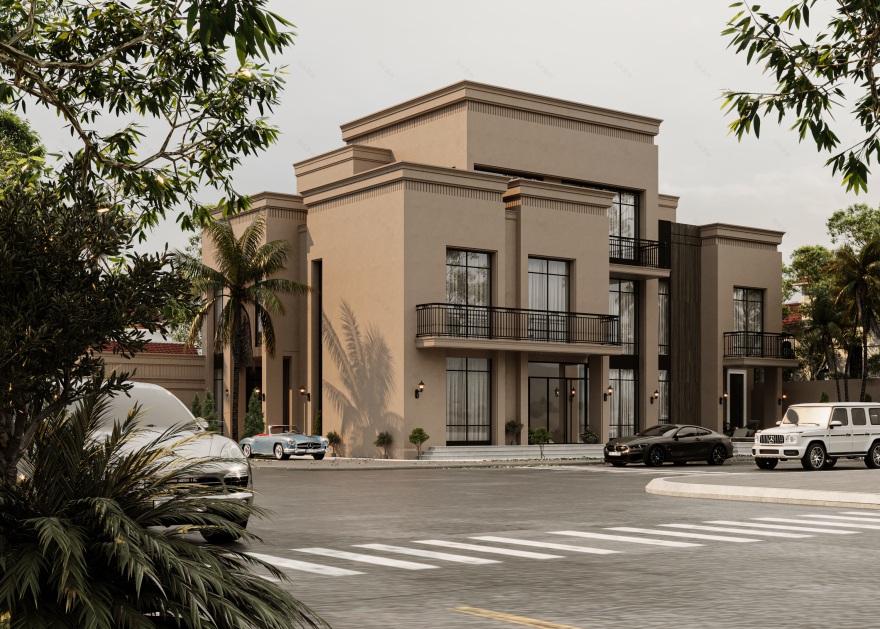 Neo Classic Villa Facade 设计与可视化-9