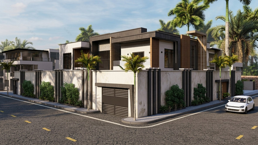 Modern Villa Facade & Landscape-12