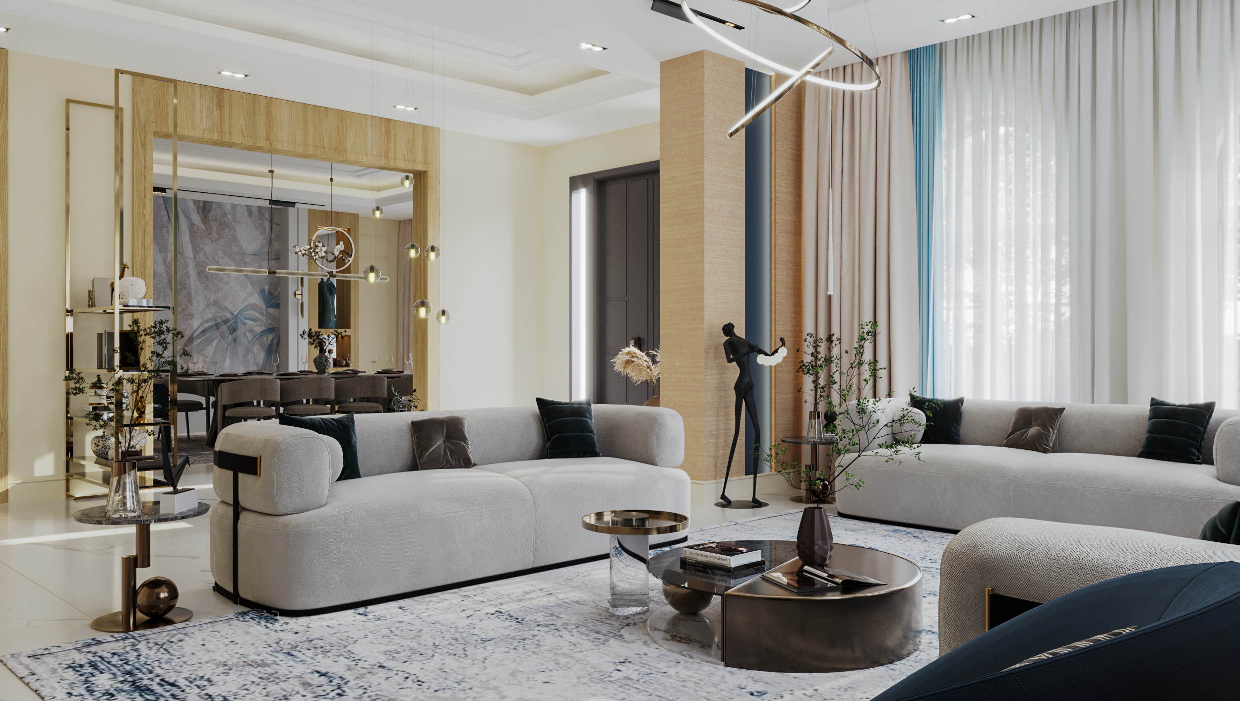 沙特阿拉伯别墅大厅设计丨Palace consturcution-16