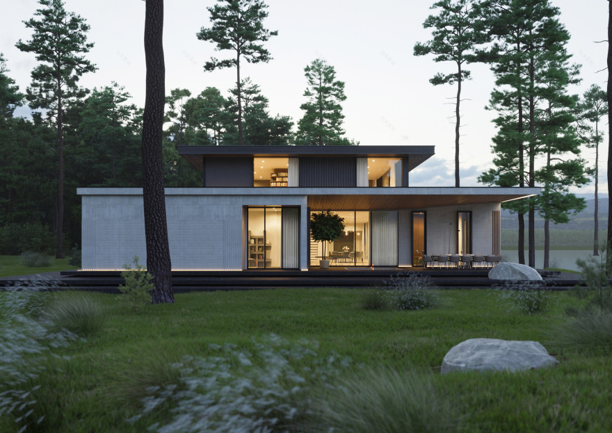 河畔家庭别墅,室内外空间交融-2