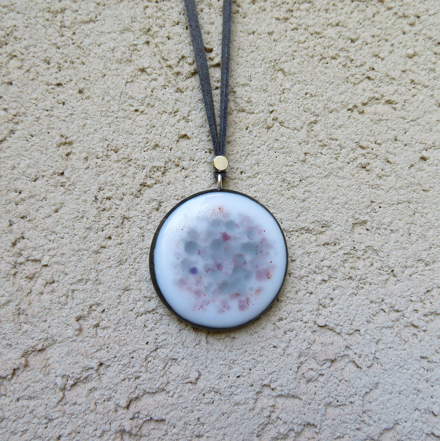 灰色粉色熔融玻璃吊坠-4