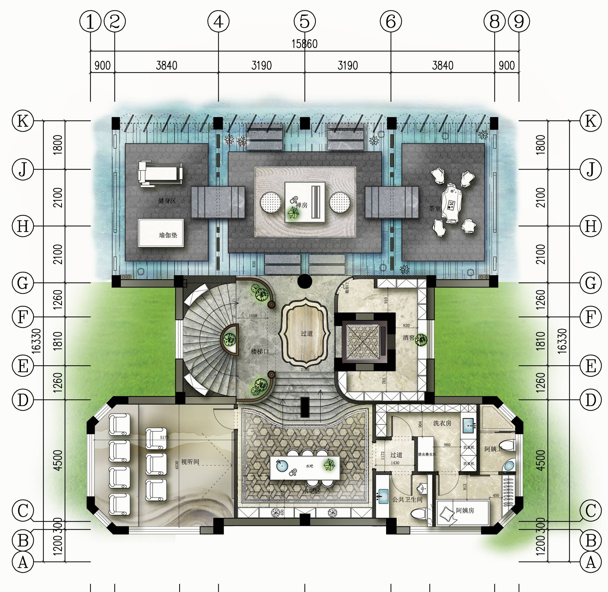 新中式 中式古典 奢华家装别墅样板房-7