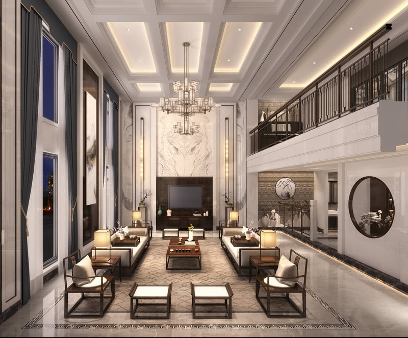 扬中翠竹花苑 | 900平米中式光影大宅的艺术呈现-2