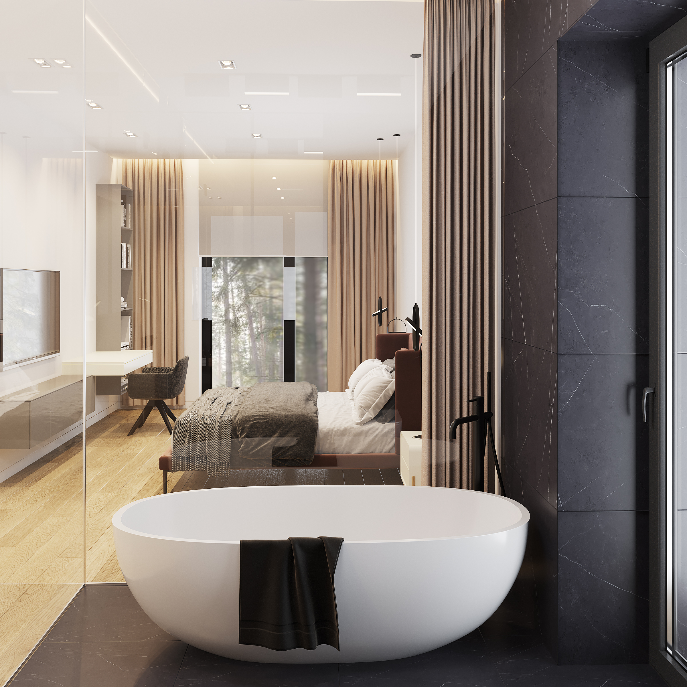 黑色版房屋室内装饰丨Golub Architects-63