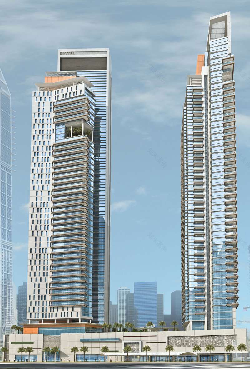 迪拜滨海区双子塔设计丨阿联酋迪拜丨迪拜某建筑设计公司-3