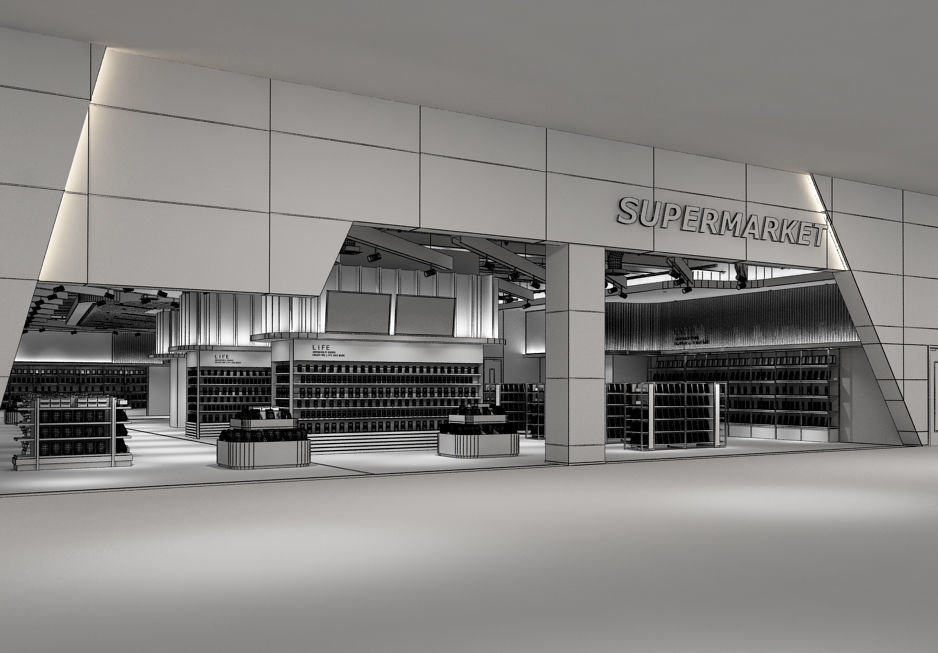 Supermarket interior design of in shanghai 3D model-9