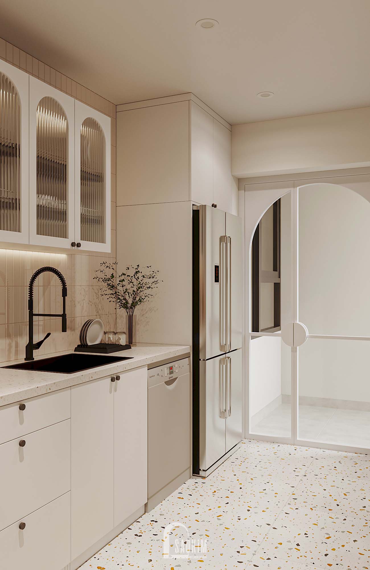 Korea Chic x Parisian style apartment Green Diamond-17