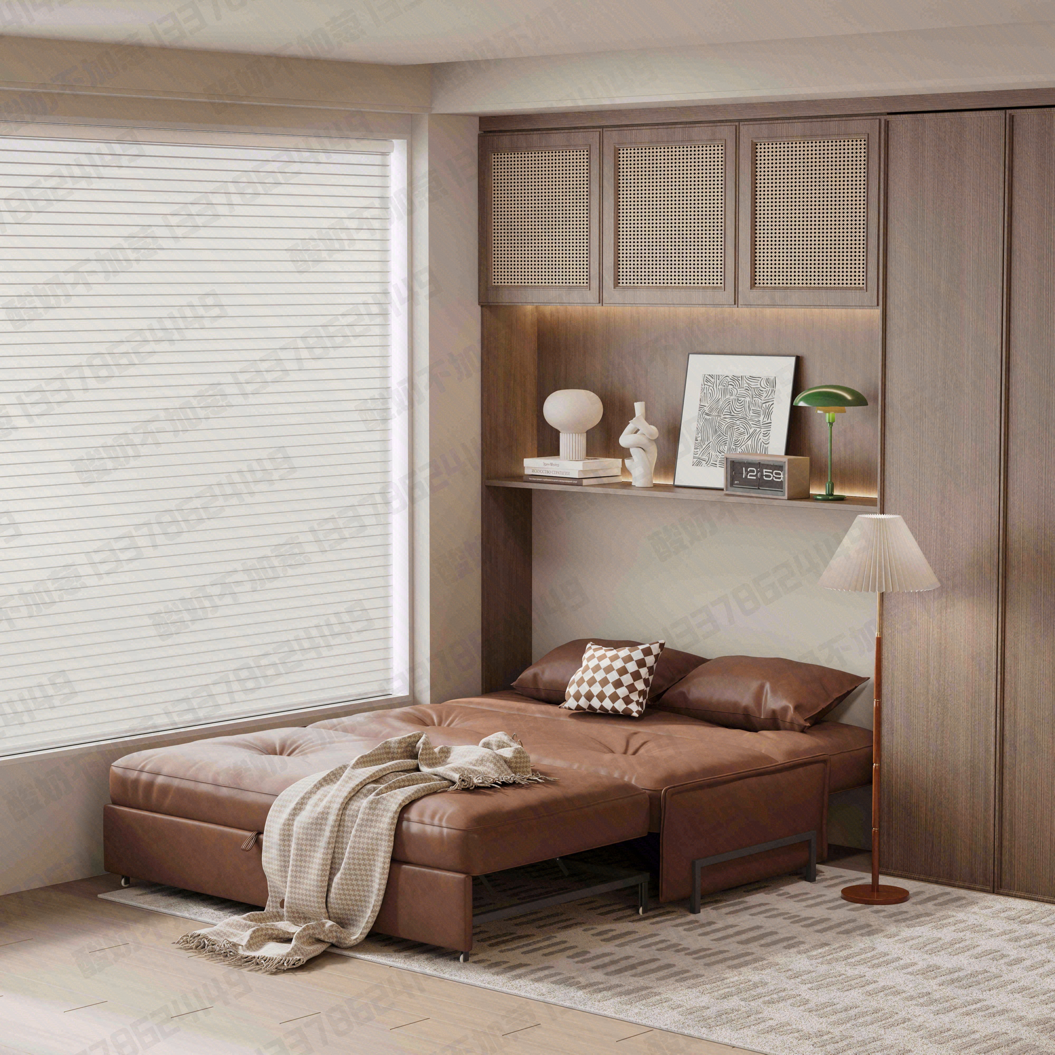 中古风沙发床场景渲染-7