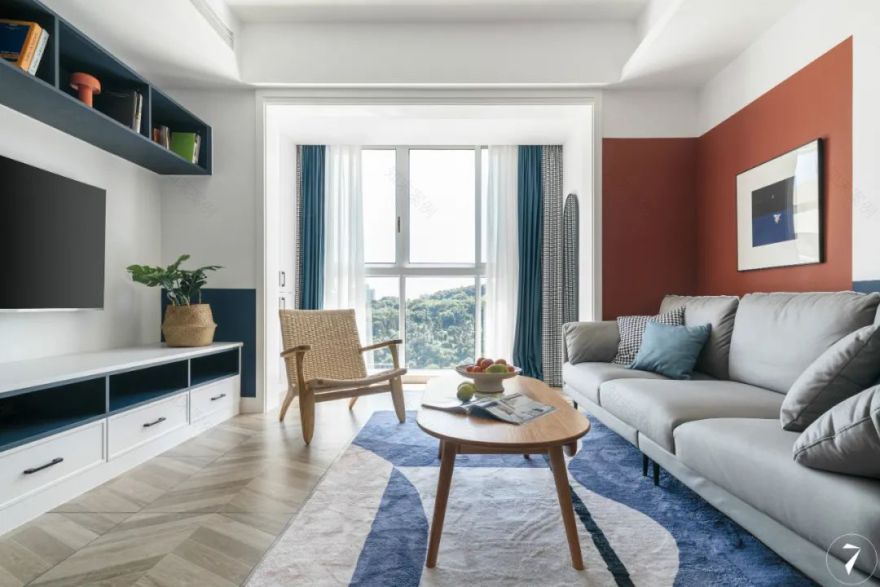 四川自贡 89㎡红蓝撞色家,定制父母宜居空间-10