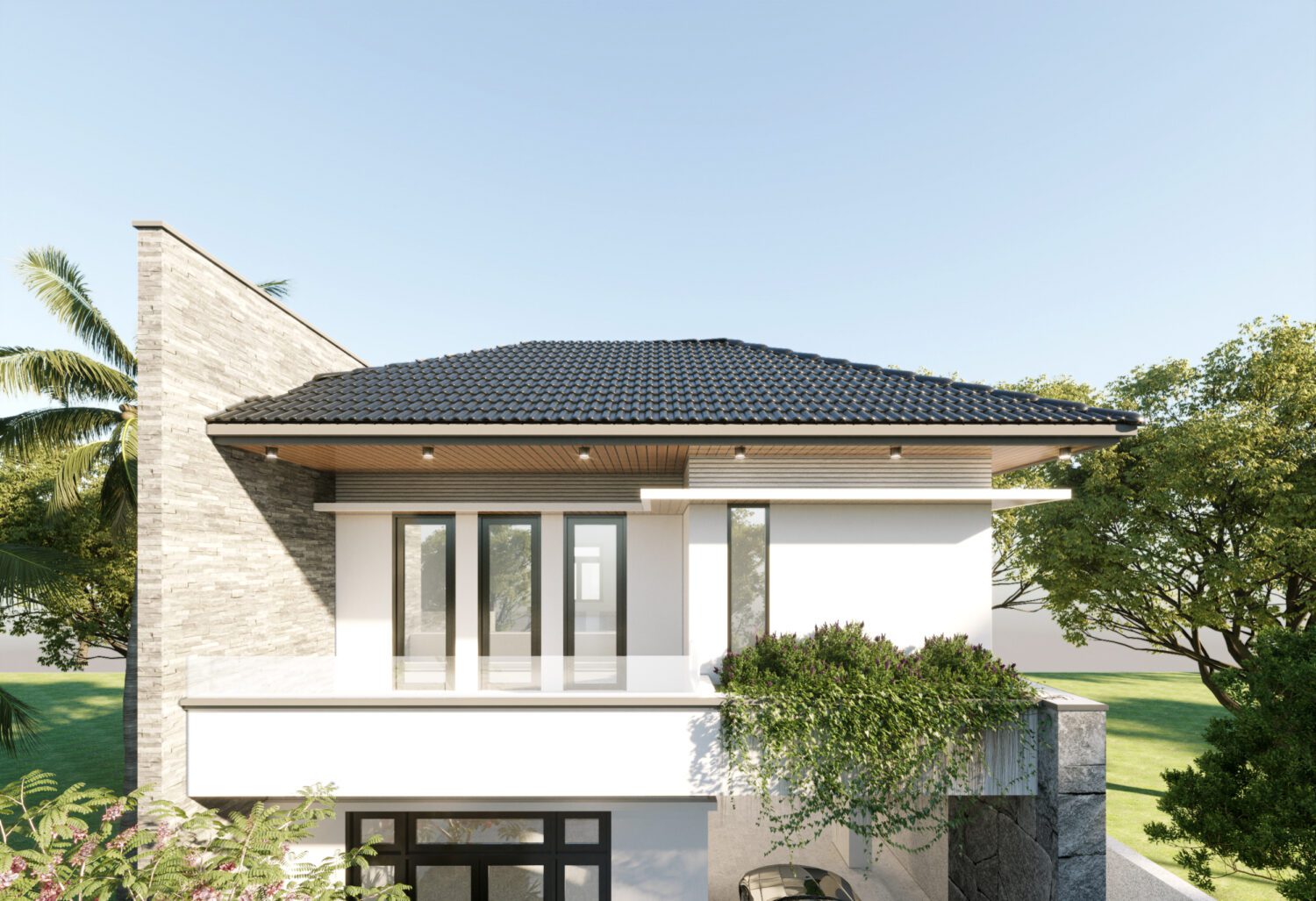 7484. Free Sketchup Villa Exterior Model Download-6
