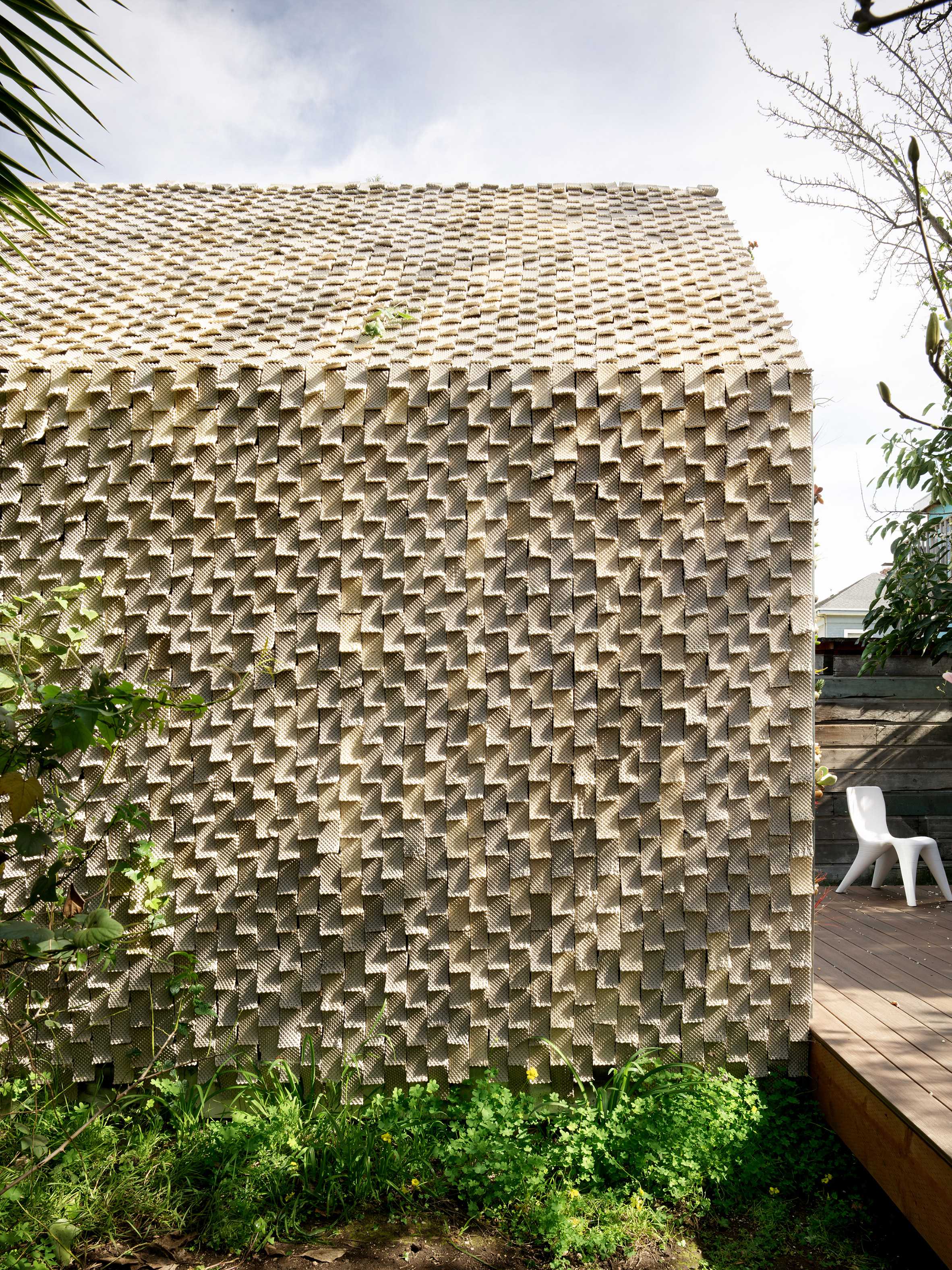 3D-printed tiles filled with succulents form cabin by Emerging Objects-9