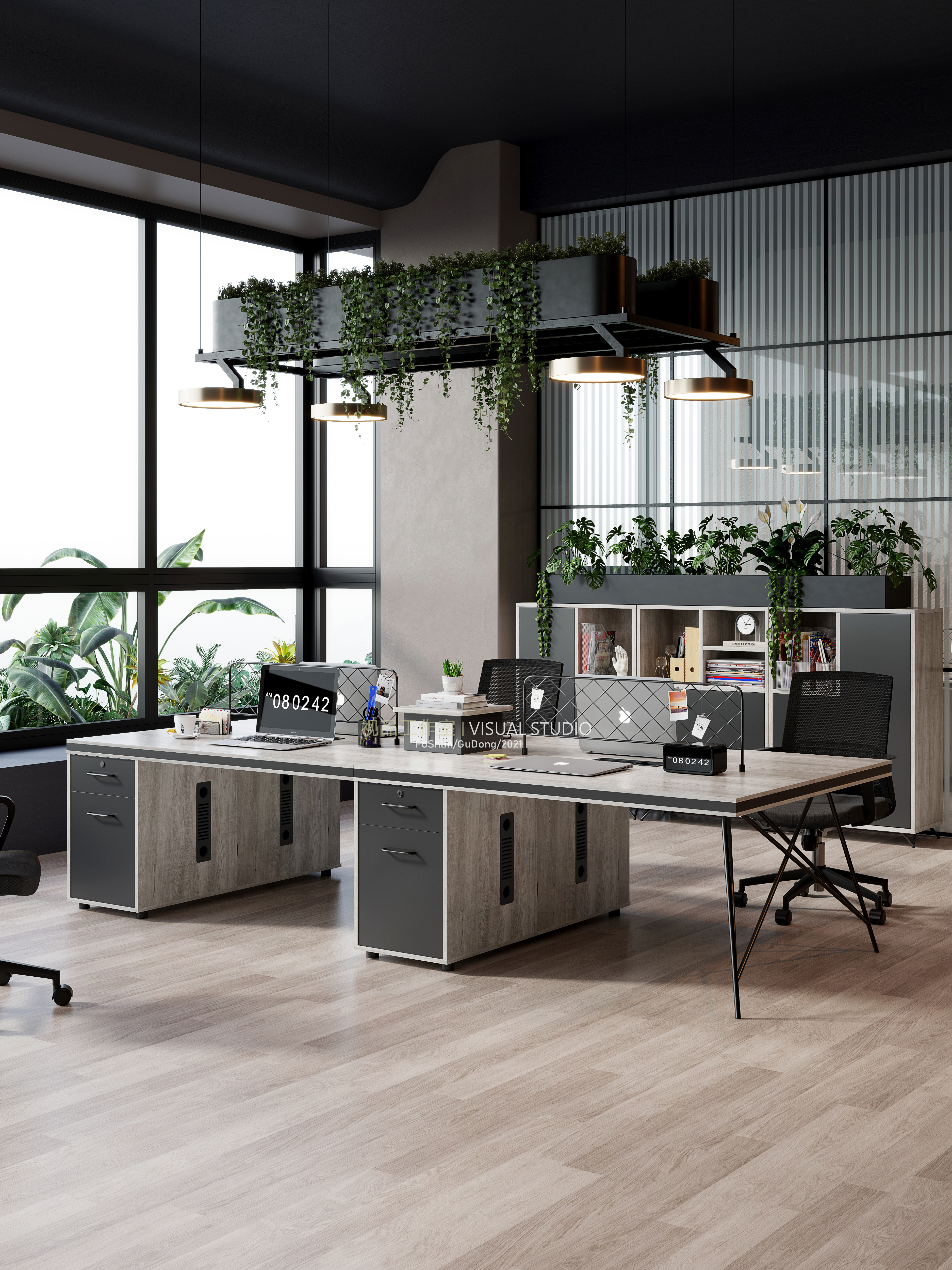 轻奢极简老板桌/职员桌效果整合-14