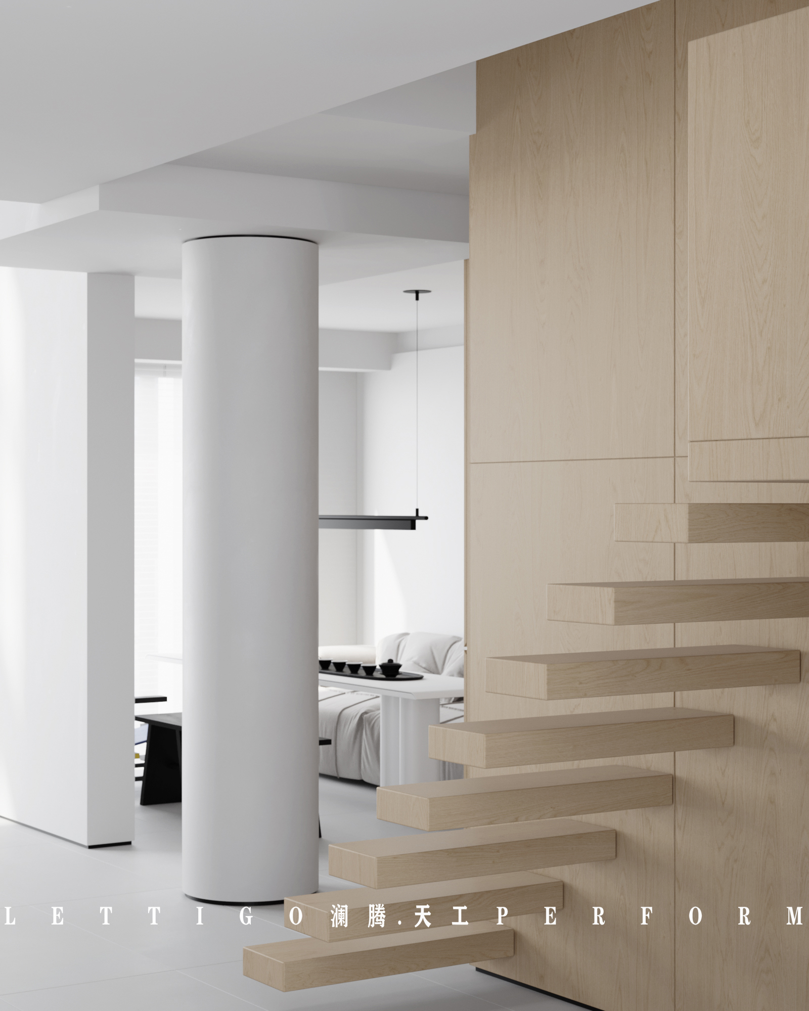 淡雅温柔的现代极简原木色复式-7