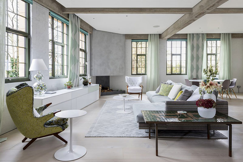 伦敦仓库改造的绿色工业风 LOFT-1