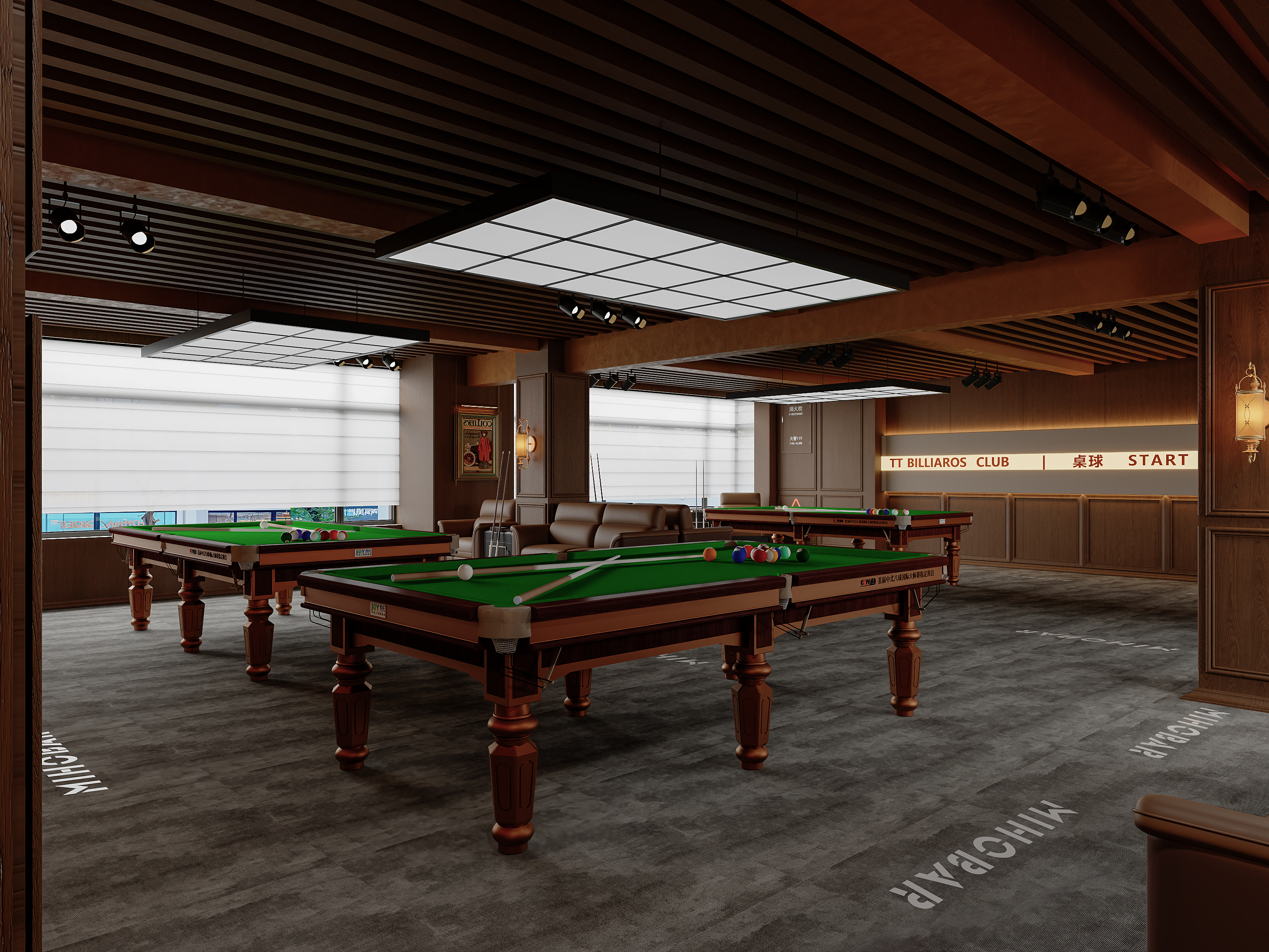 美式暗调台球厅-13