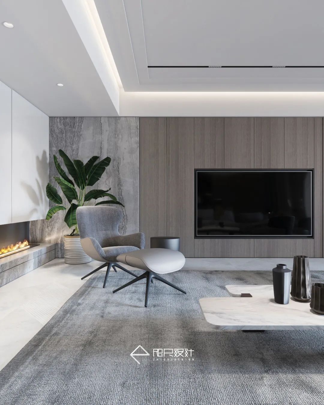 现代简约江景大厦,黑白灰缔造舒适生活-63