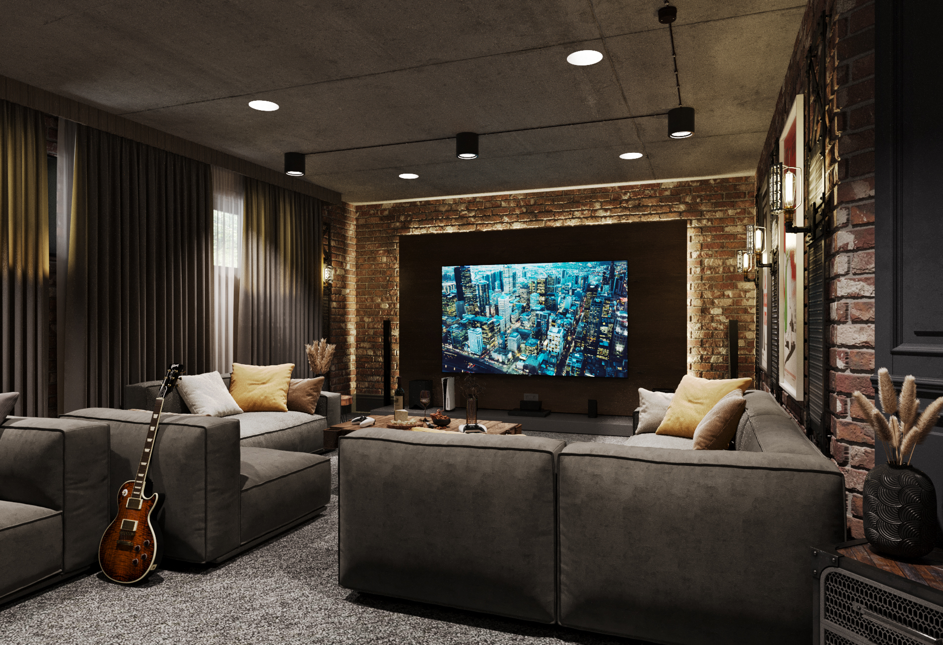 Design project- home theater in the basement floor.-3