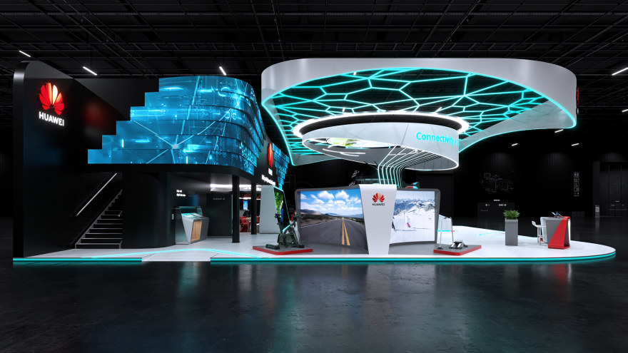 华为智能世界主题展览展位设计-10