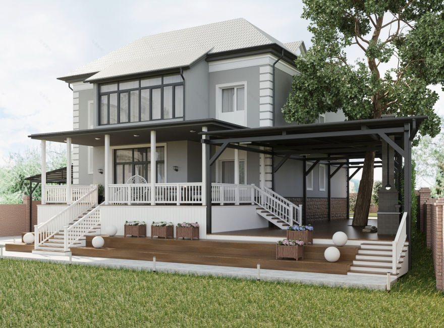 带附属建筑的乡村住宅外立面设计-23