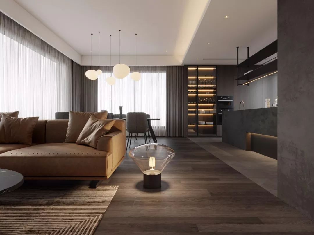 融创越州府顶楼大平层设计 | 温馨灰色系,全开放式厨房-0