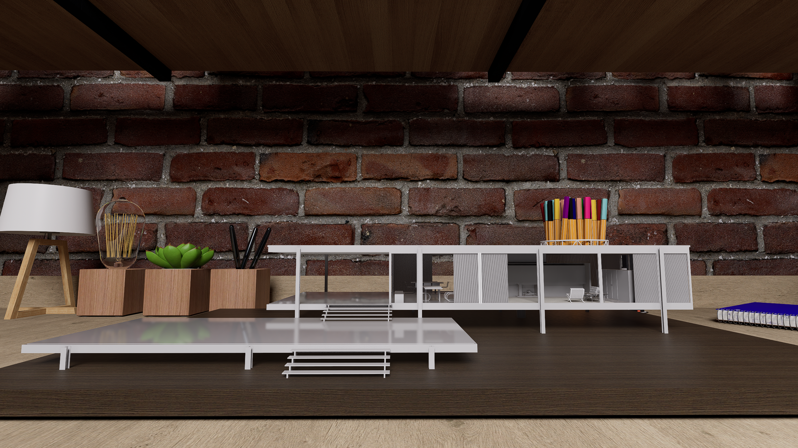 RENDER MAQUETA - FRANSWORTH HOUSE DE MIES VAN DER ROHE-1