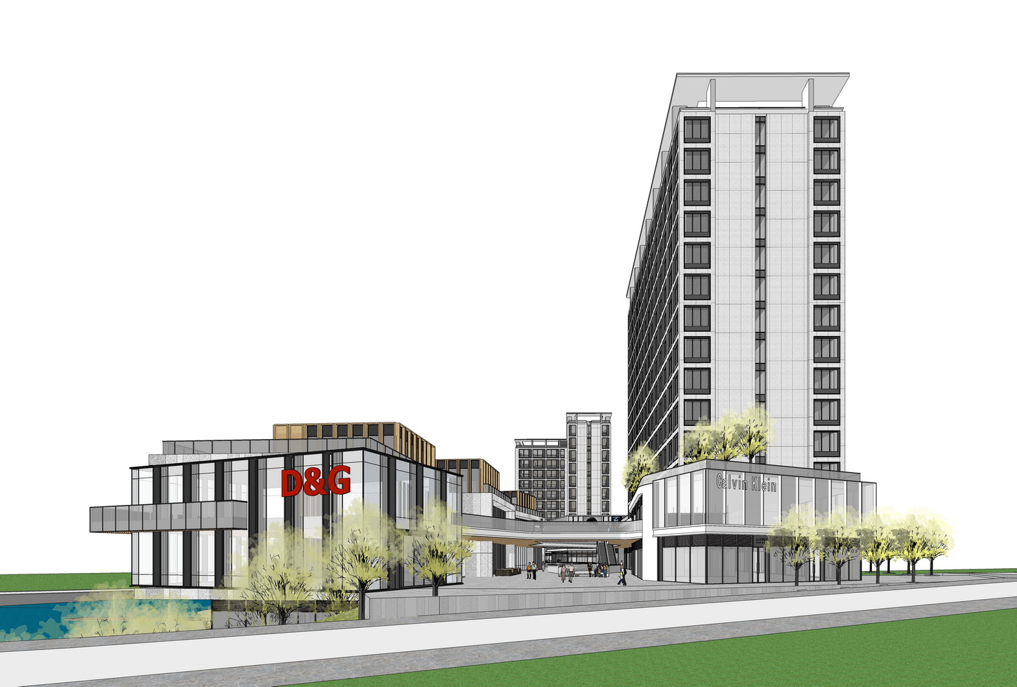 现代商业综合体酒店公寓SU模型-1