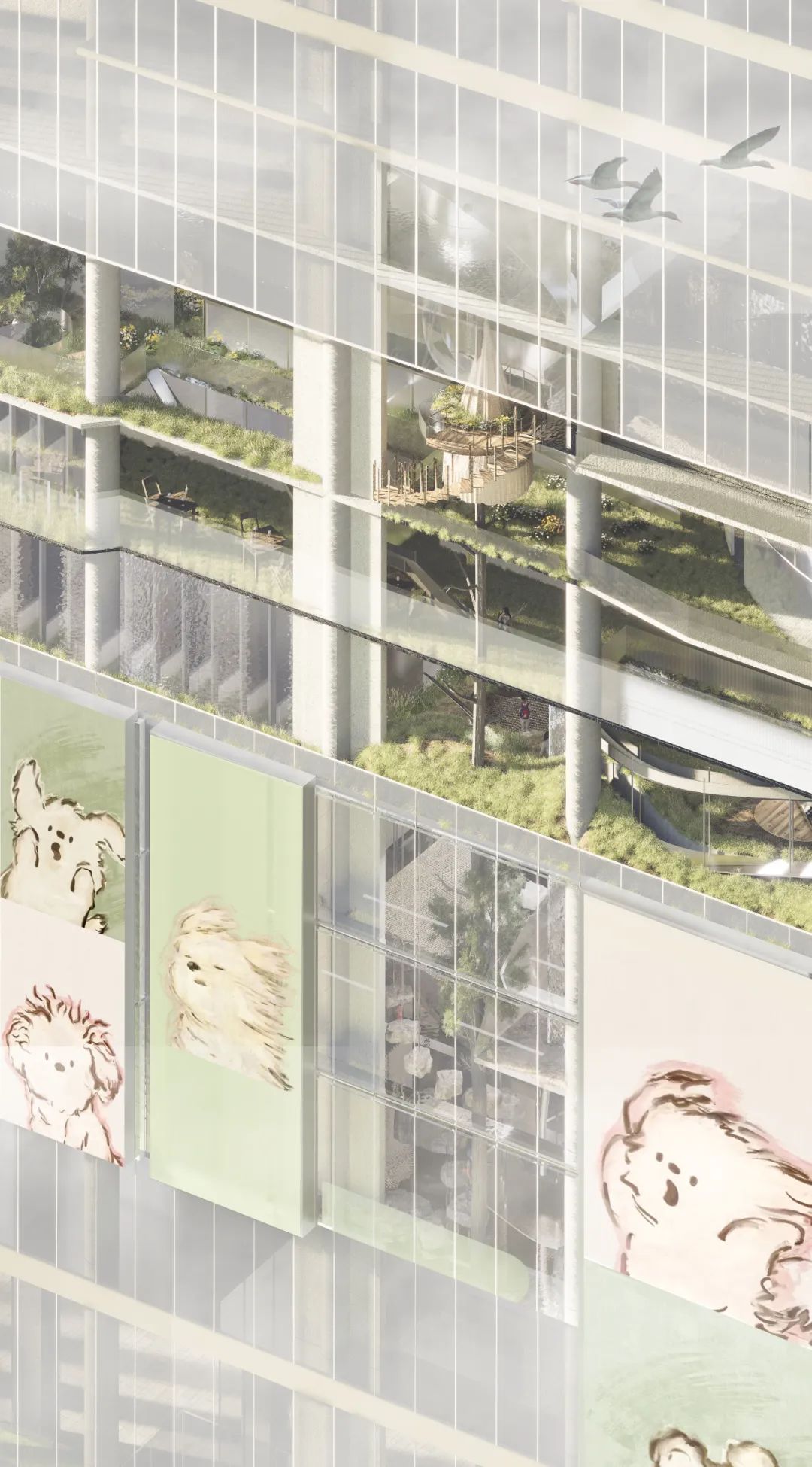 清华建筑毕设“四次元口袋”：聚焦人宠细腻情绪的互动体验空间！“建筑材料转译自然+交互装置植入空间”塑造垂直向度人宠空间戏剧发生体-61