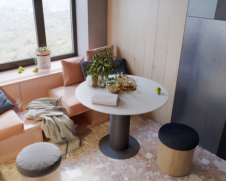 89㎡三人公寓用活动式家具把用餐空间变 lounge  MOPS architecture studio-6