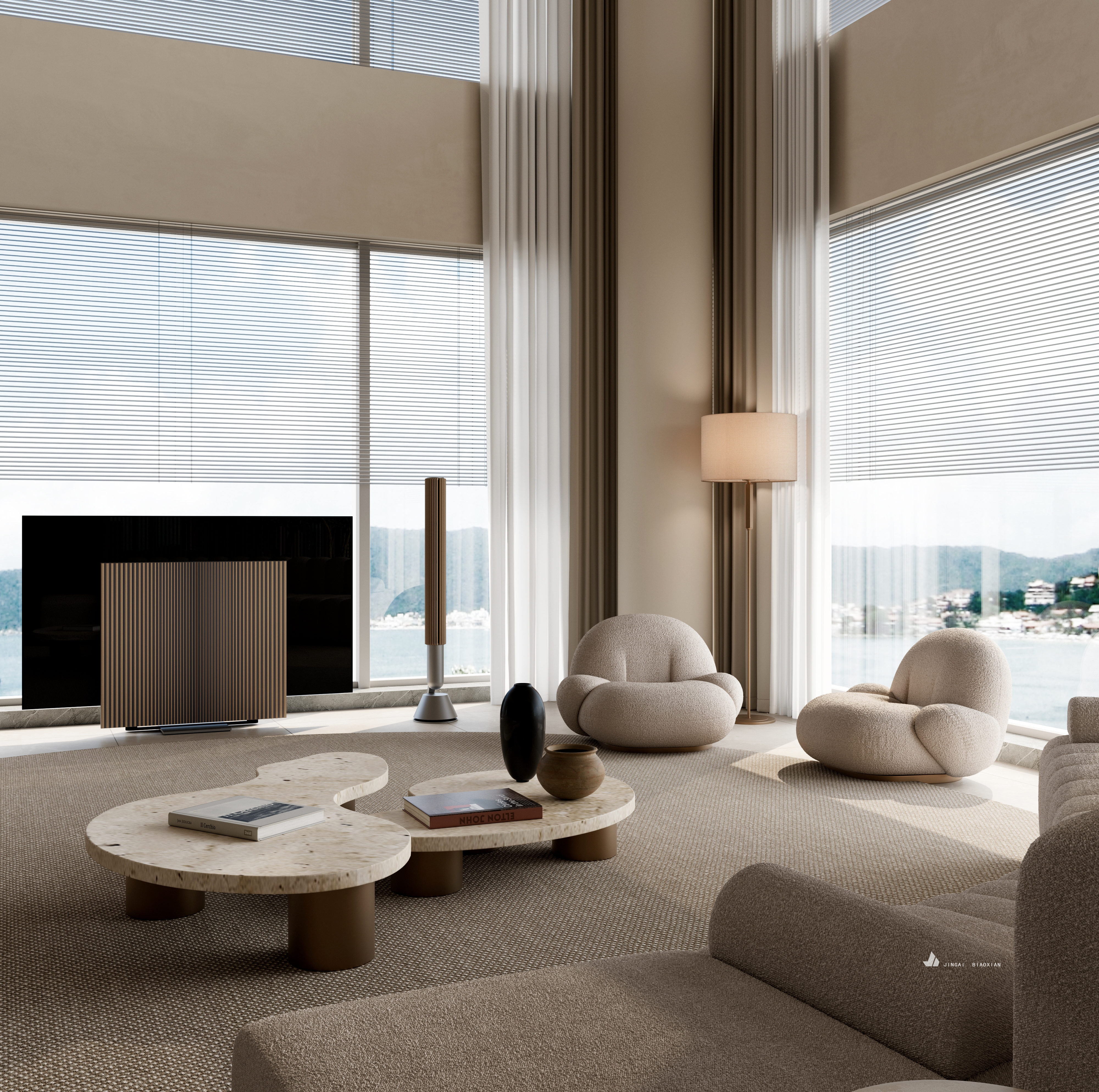 顶流现代挑空别墅-9