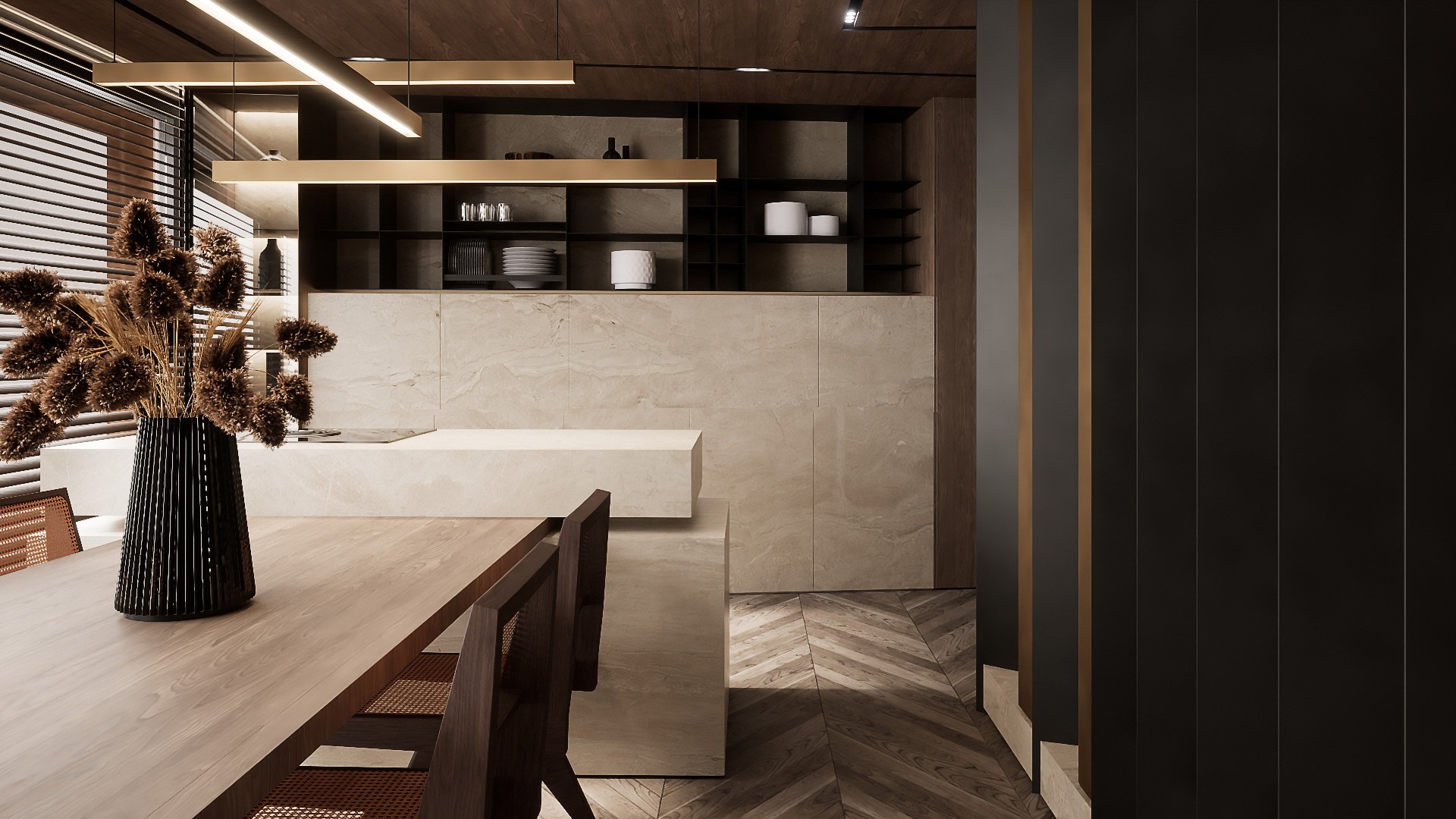 暖棕色系住宅设计 超有氛围感！-5