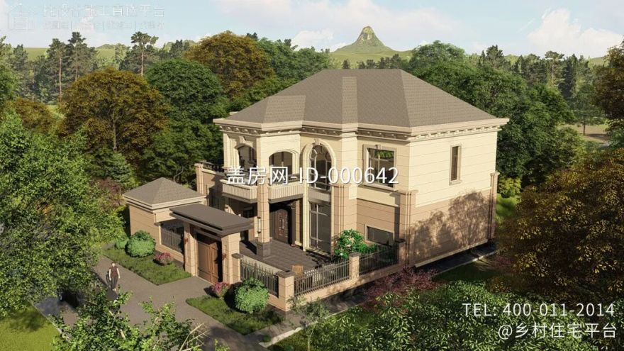 【设计师案例】土建参考造价61万,面宽16m×进深12.5m河南新乡二层欧式别墅-30