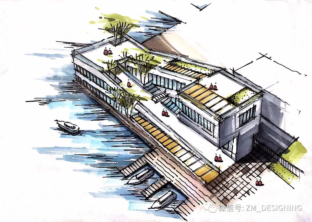 建筑抄绘丨崖门游艇会所-6