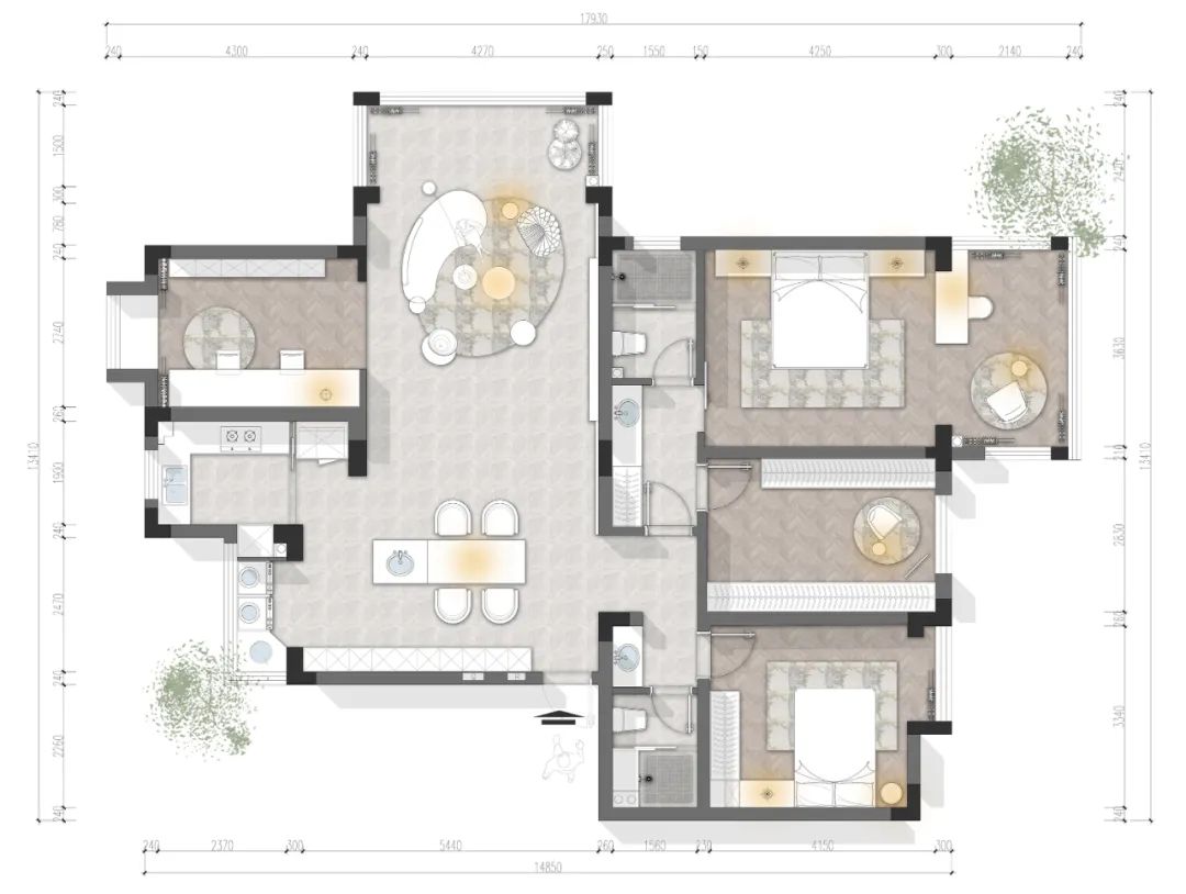阳光宅院 · 150㎡美式四室改两室设计丨中国合肥丨飞墨设计组-4