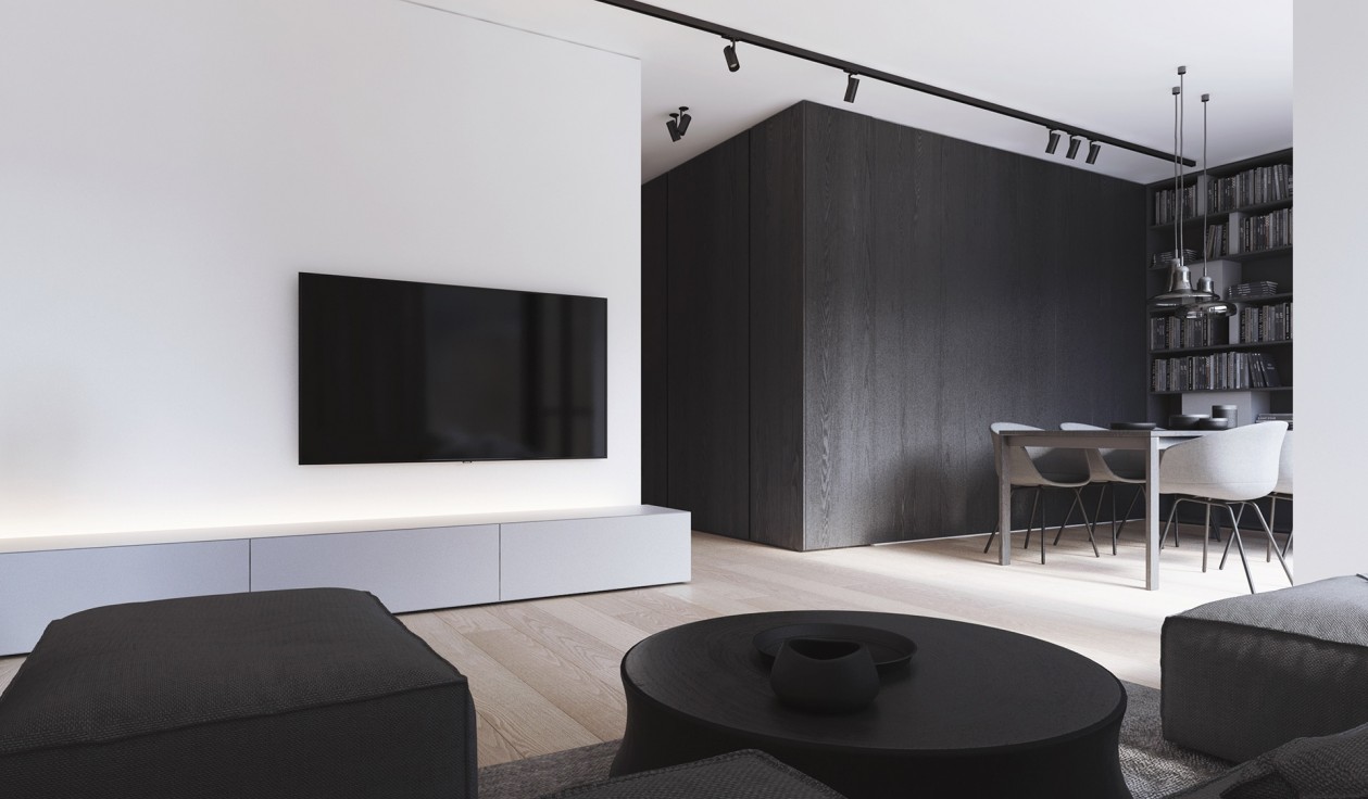 极简白+高级黑 现代极简风空间设计-3