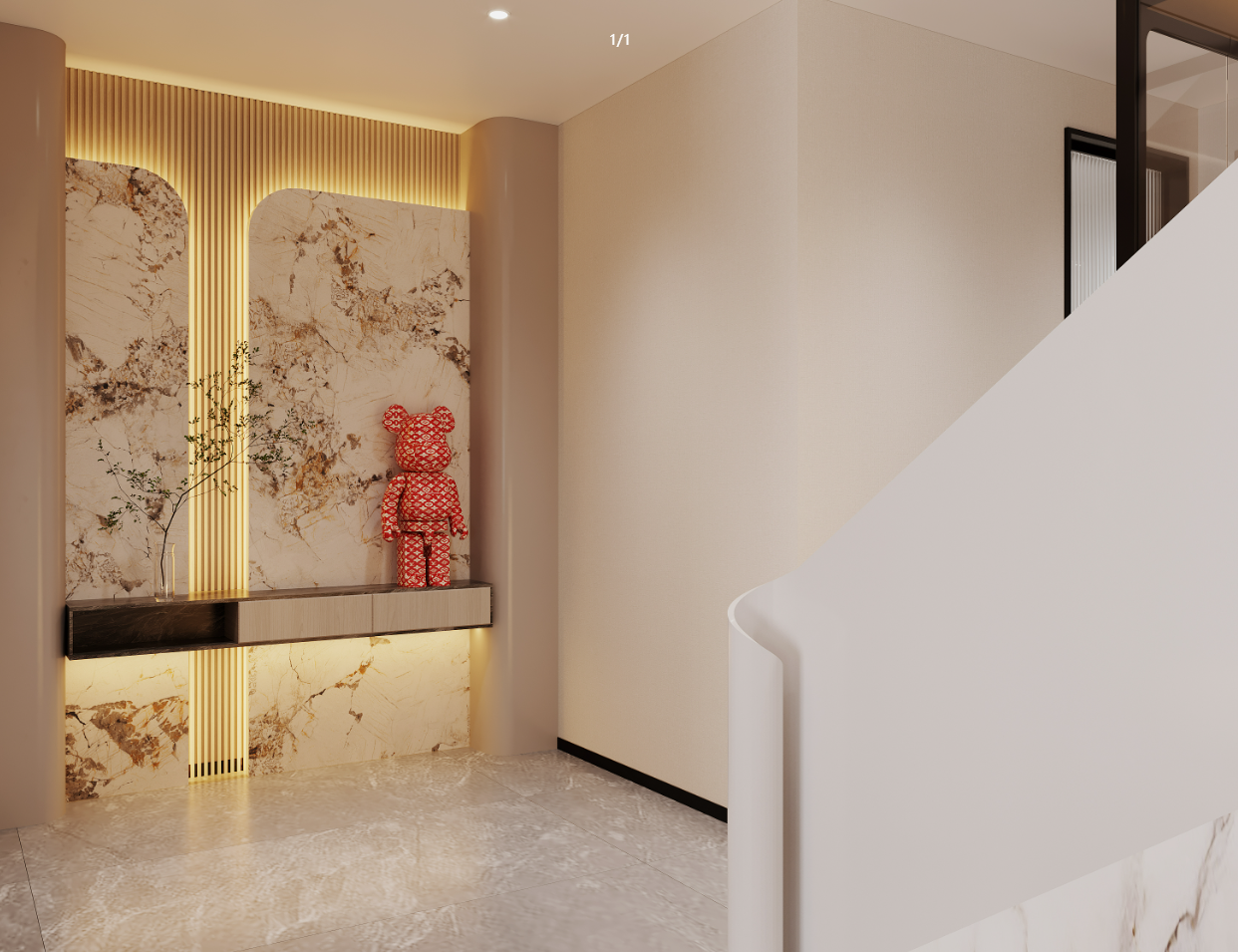 现代别墅室内+庭院效果-3