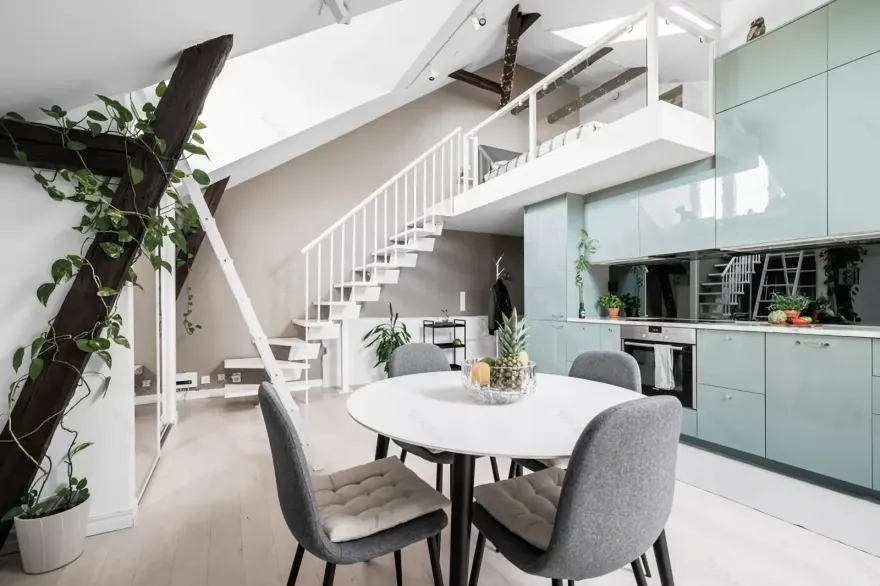 瑞典独特屋顶公寓,打造明亮温馨空间-2