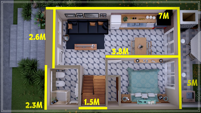 5×7米带3卧室房屋设计-18