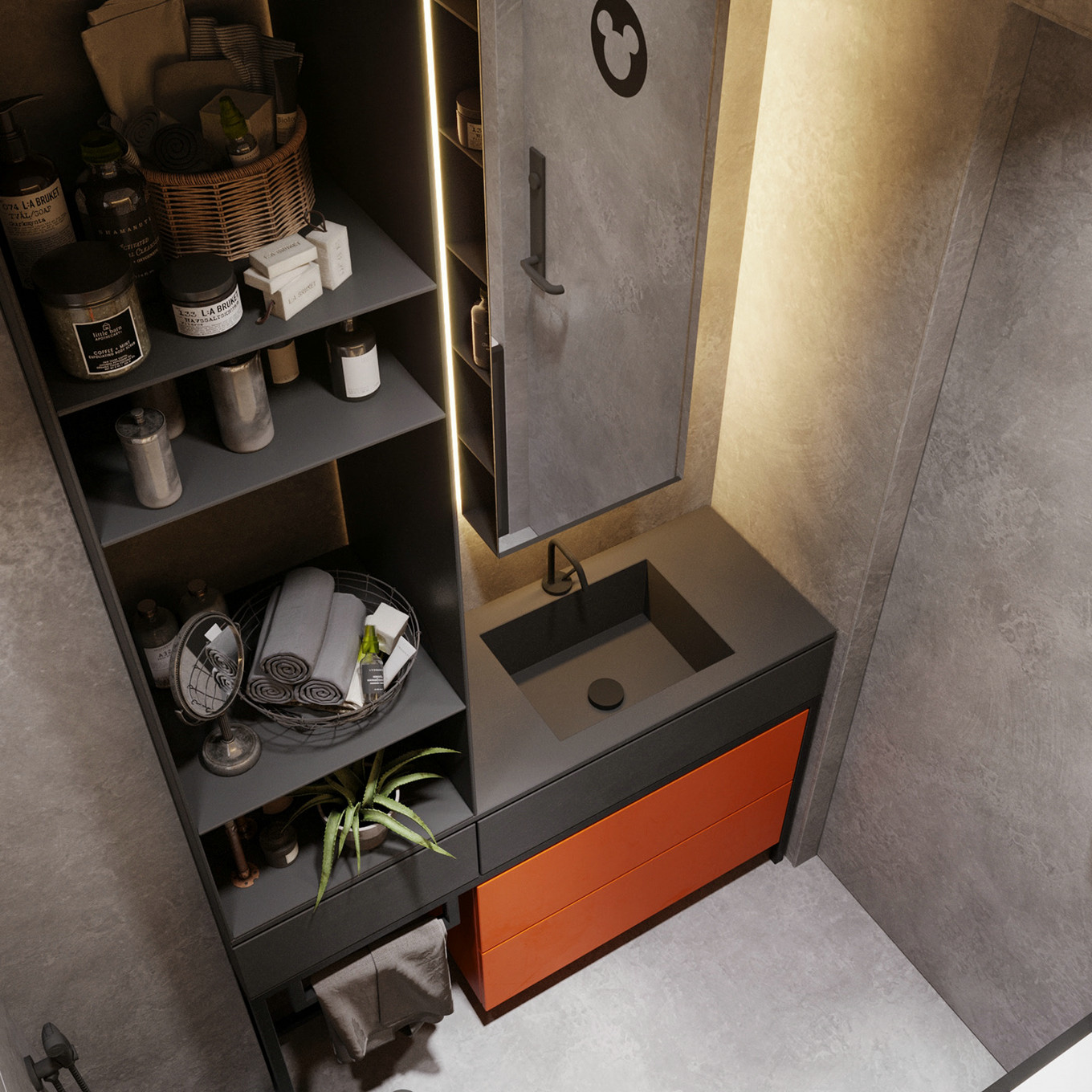 橙蓝双色打造惊艳空间，专业点评设计亮点-17