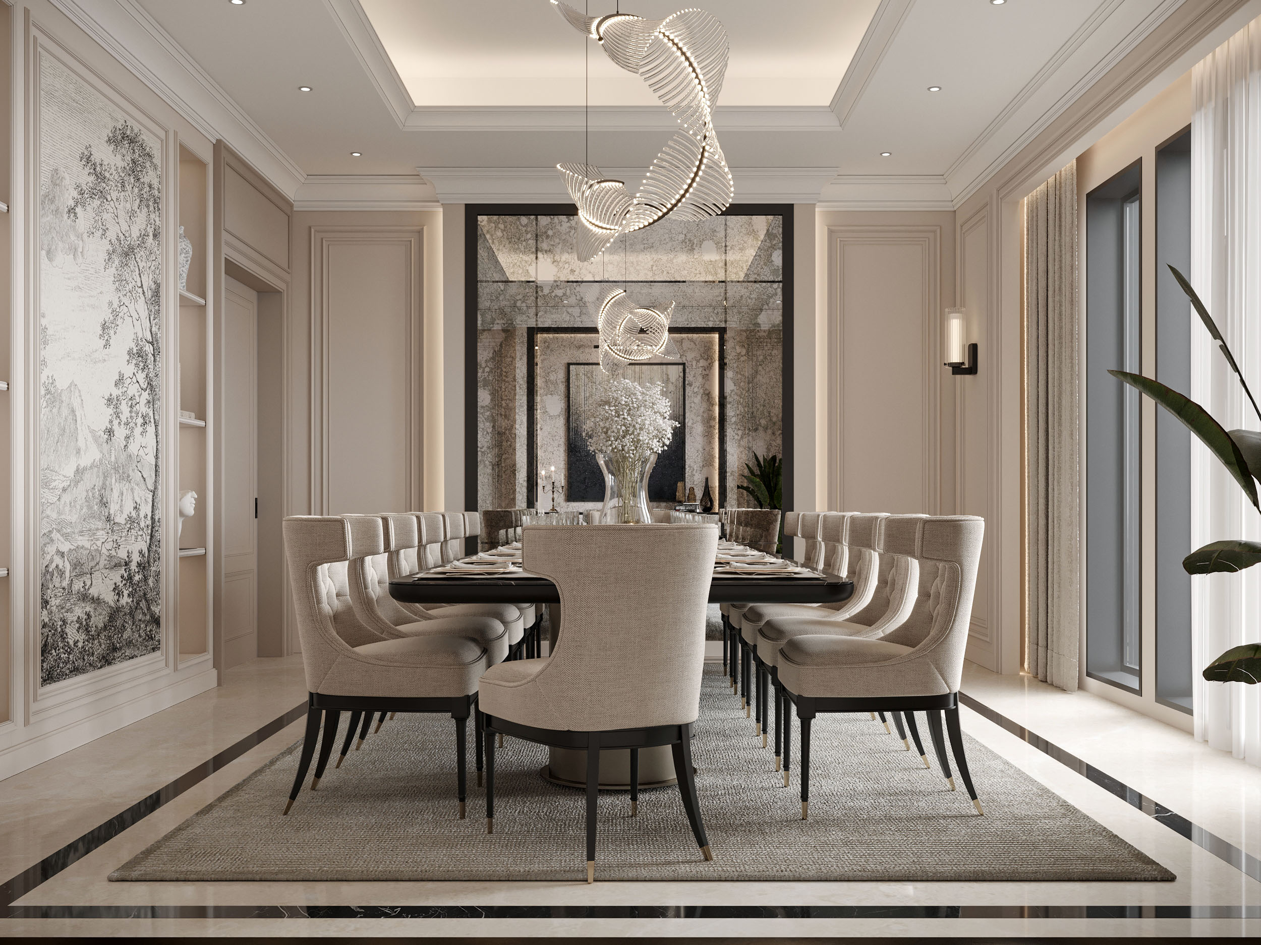 "Timeless Elegance: New Classic Style Simplex Villa"-17